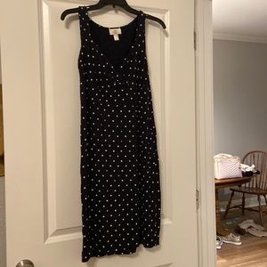 Loft 6P black dress with polka dots